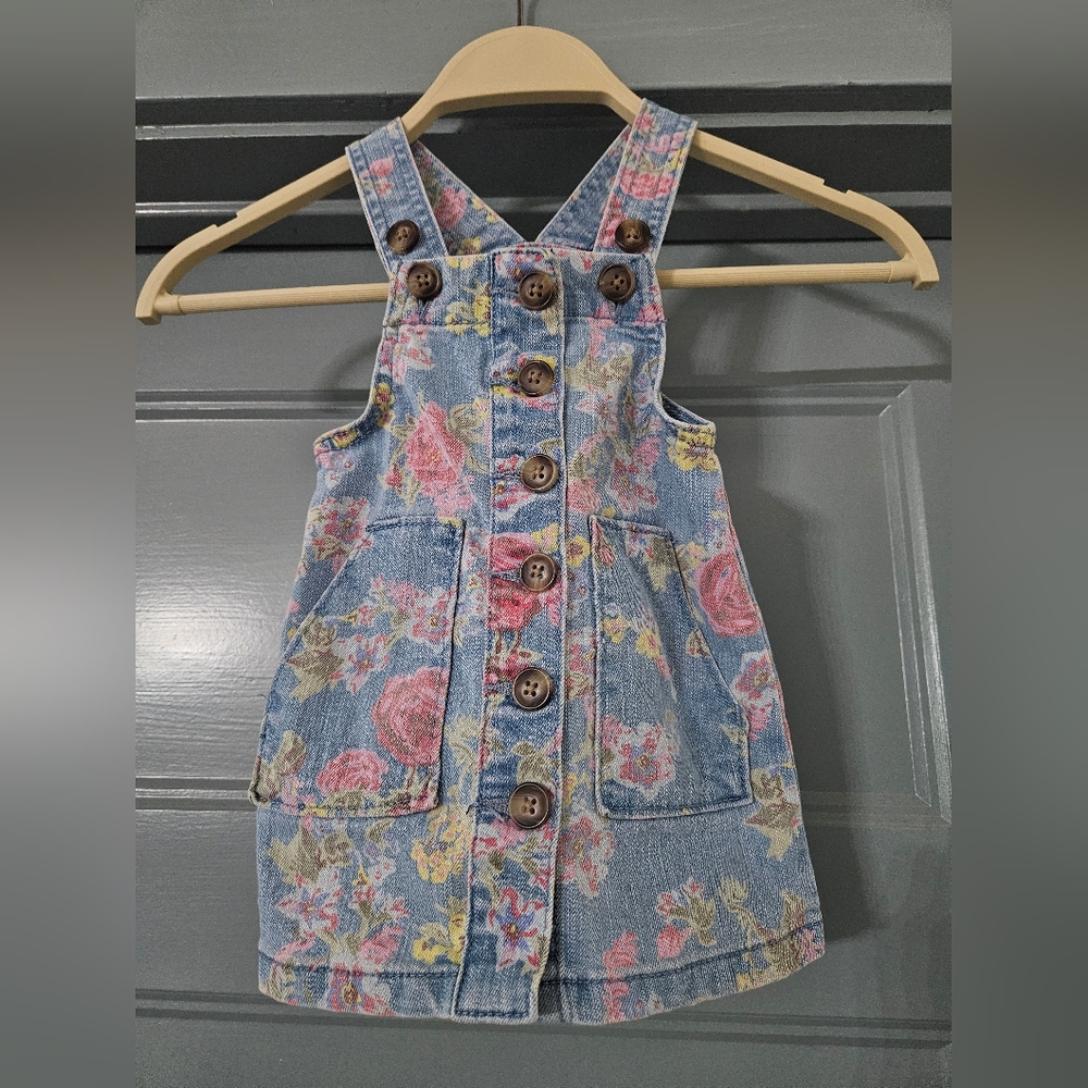 wonder nation floral denim jumper dress 12m